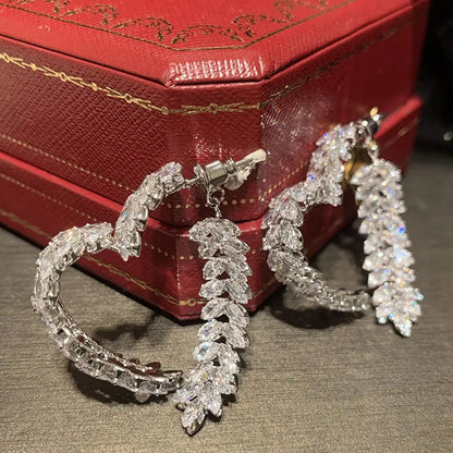 Boucles d’oreilles de blé de luxe Zircon brillant Mode Personnalité Fête Charme Bijoux Feuille de Blé Boucle D’oreille Pour Femmes Filles Style Coréen - OKLassy