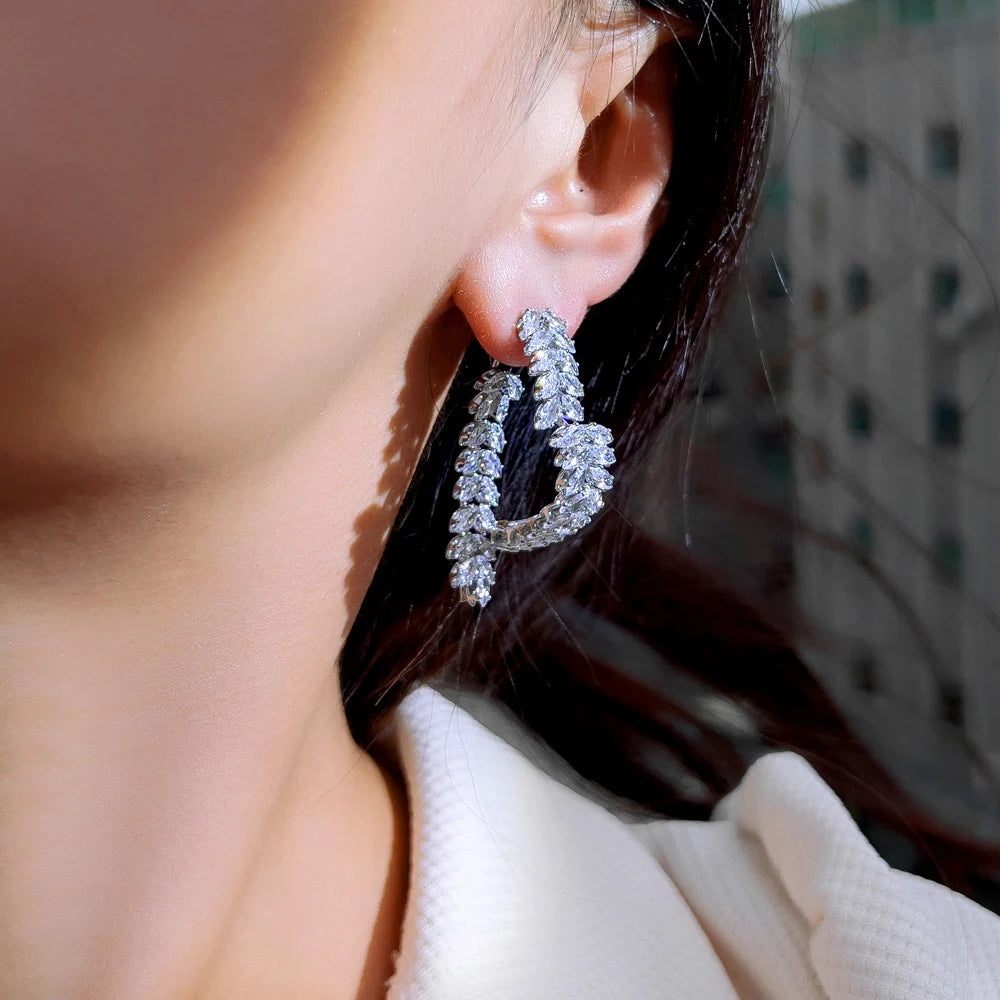 Boucles d’oreilles de blé de luxe Zircon brillant Mode Personnalité Fête Charme Bijoux Feuille de Blé Boucle D’oreille Pour Femmes Filles Style Coréen - OKLassy