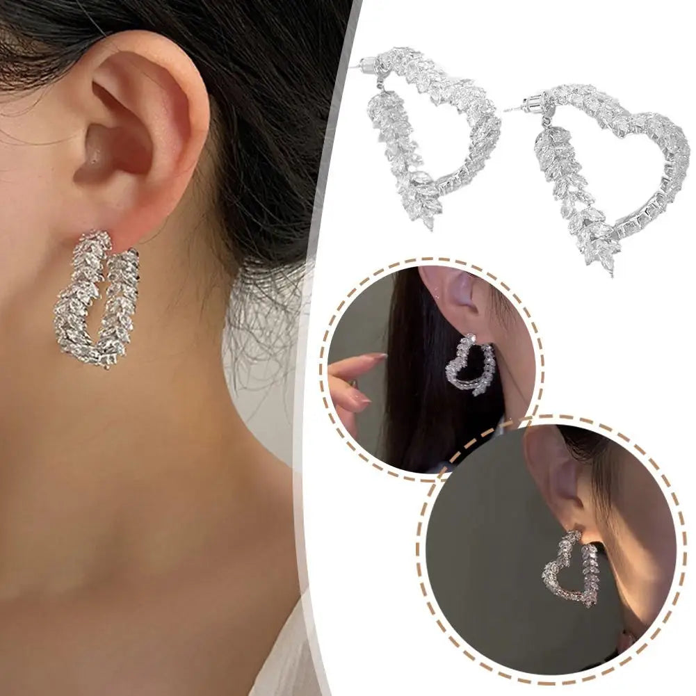 Boucles d’oreilles de blé de luxe Zircon brillant Mode Personnalité Fête Charme Bijoux Feuille de Blé Boucle D’oreille Pour Femmes Filles Style Coréen - OKLassy